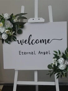 2pcs New Simulation Flower Wedding Birthday Party Directional Signs, Floral Decoration Arch Backdrop, Wedding Decor Props
