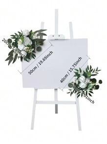 2pcs New Simulation Flower Wedding Birthday Party Directional Signs, Floral Decoration Arch Backdrop, Wedding Decor Props