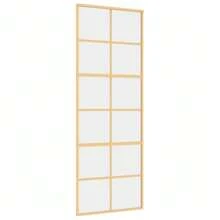 Clear ESG Glass Sliding Door 76x205 Cm Aluminium Frame Modern Design Stylish Interior Solution - Gold - View 2