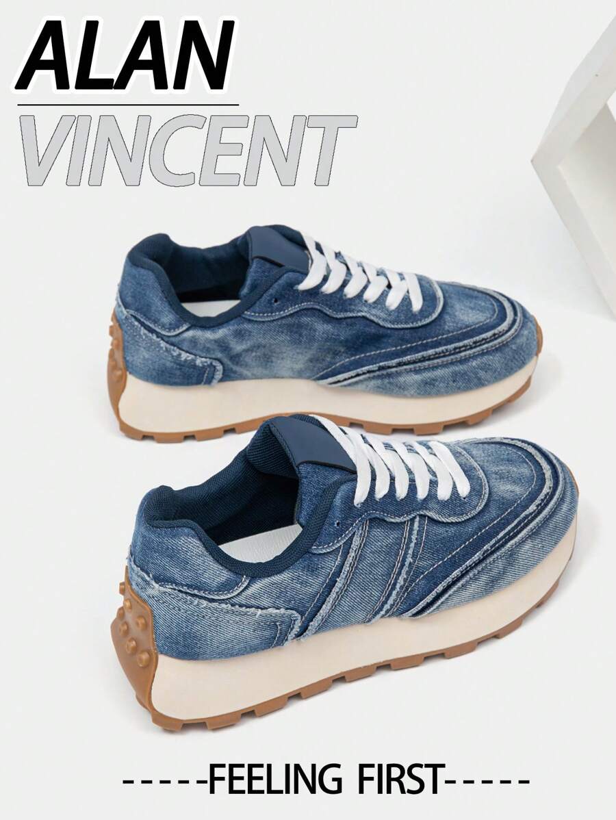 Alan Vincent [Light Freedom Series] Scarpe blu da donna per la primavera 2025, nuovi stile con suola spessa, scarpe sportive confortevoli e alla moda, sneaker casual da donna per uso quotidiano, scarpe da festa all'aperto, scarpe da donna blu, scarpe Cortez per studenti ragazze, scarpe casual Cortez adatte per ogni occasione