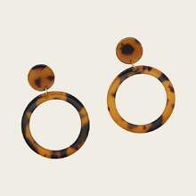 1 Cặp Hoa Tai Tròn Rỗng Phong Cách Châu Âu Và Châu Mỹ Cho Phụ Nữ, Cổ Điển Và Phóng Đại Cá Nhân Hóa Thanh Lịch, Hoa Tai Họa Tiết Da Báo Bằng Nhựa, Hoa Tai Tròn, Mặt Dây Chuyền - màu nâu - Xem 10