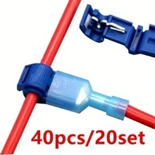40pcs (20set) Fast Electrical Connector Curly Terminal Fast Lead Terminal Connector Connector Connector Insulation Negative Terminal - Multicolor - View 2