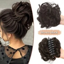 Chignon con fermaglio a pinza in capelli sintetici ricci, resistente al calore, con boccoli naturali, fermagli per extension capelli, colori nero, marrone, biondo, adatto per l'uso quotidiano, 40g 1 pezzo
