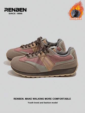 RENBEN 1 par de zapatillas de moda de corte bajo para mujer con forro de felpa