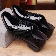 Men's Business Formal Casual Leather Shoes, Fashion British Style Pointed Toe Lace-Up Wedding Shoes