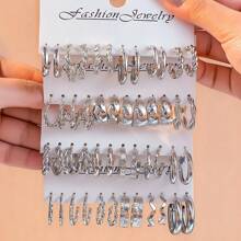 12-48pcs/Set Faux Pearl Multi-Layer Textured Hoop Earrings, Ideal For Party/Dating/Daily Wear - Hoop Earrings - View 5