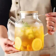 Minimalist Bamboo Lid Glass Teapot, Kitchenware - Transparent Color - View 5