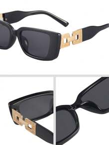 2pcs Women's Geometric Plastic Frame Glasses, Elegant Classic Retro Fashion, Suitable For Tropical Beach Vacation, Outdoor Travel, Daily Life, Street Photography Decoration, Women's Gift - 2pcs 黑灰 - 查看 6