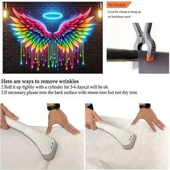 1pc Luminous Neon Angel Wings Wall Art - Multifunctional Fabric Decor For Living Room, Bedroom, Office And Outdoor Space - Perfect Party Accessory And Holiday Gift