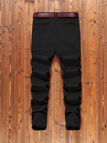 Men's Solid Color Casual Stretch Tapered Pants, Versatile