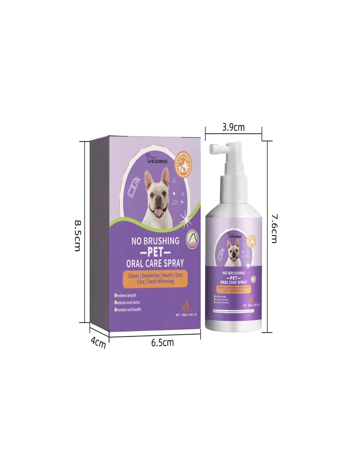 Pet dental cleaning spray removes plaque tartar and bad odor
