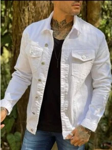 Men's Twill Jacket - White - View 4