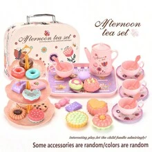 1 Set Girls Afternoon Tea Party Pretend Play Toy, Delicate Teaware Gift Box, Realistic Dessert Cake Set, Christmas Gift For Girls