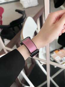 1条男女通用真皮硅胶磁吸表带，兼容 42mm、38mm、40mm、41mm、44mm、45mm、46mm、49mm，时尚智能手表替换表带，适用于Series Ultra2、Ultra SE2、SE 11、10、9、8、7、6、5、4、3、2、1，适合作为学生返校礼物 - 粉 - 查看 3