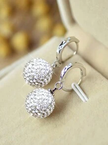 1pc Elegant S925 Sterling Silver Ball Stud Earrings With Sparkling Crystal, Hypoallergenic, Suitable For Daily Wear And Music Festivals - Beads - View 10