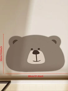 1 件可爱卡通动物浴室垫 - 不对称设计，速干，防滑，防水，防油，柔软凉爽 - 有趣的浴室装饰，熊、狮子、鲨鱼图案设计，适用于浴室、厨房、客厅、洗衣房、咖啡吧等。 - 咖啡棕 - 查看 9