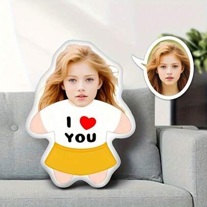 Customizable "I Love You" Mini Pillow - Personalized Photo Doll, Perfect Gift For Couples And Girlfriends, Machine Washable, Mixed Colors, Breathable, Lightweight, Washable, Funny, Cute, Love, Soft, Comfortable, Elegant, Simple, Custom, Personalized, Unique, For Anniversaries, For Mother's Day, For Valentine's Day, For Graduation, For Father's Day, For Weddings, For Housewarming, Sofa, Bed, Car, Tea Room, Bedroom, Bathroom, Living Room, Dining Room, Customized Decorative Pillows, Warm Ambience,Home Textile,Christmas Home Atmosphere,Breathable, Lightweight, Soft