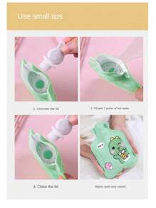 1 件卡通热水袋，充气防爆防漏植绒暖手宝，注水暖肚脐，设计可爱 - 彩色 - 查看 10