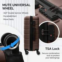 4 Piece Hard Shell Luggage Set,Carry On Suitcase With Spinner Wheels,Family Luggage Set,Brown(12/20/24/28in),CozyUp Travel Suitcase Suitcases Suit Case Durable Travel Luggage Hand Luggage Waterproof Winter Holiday Women Travel Essentials Suitcase Set Luggage Set