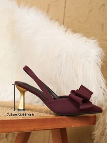 Elegant & Sexy High Heel Pointy Toe Sandals With Bow Decor, Comfortable Party Wear Valentines