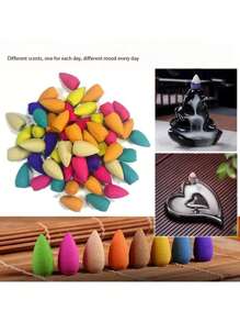 120/180pcs Assorted Scented Backflow Incense Cones, Natural Waterfall Incense Sticks For Home, Meditation, Reading, Yoga, Lavender, Sandalwood, Jasmine And Other Mixed Fragrance Options (Incense Holder Not Included) Rama Rama