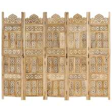 Handcrafted Solid Wood 5-Panel Room Divider 200x165 Cm Unique For Home Decor - Brown - View 5