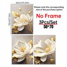 3 件/套墙壁艺术装饰，金色植物和花卉装饰画，客厅、厨房的理想礼物，无框帆布印刷品，现代房间海报，房间装饰用品，房间装饰美学，西方装饰 - 彩色 - 查看 16