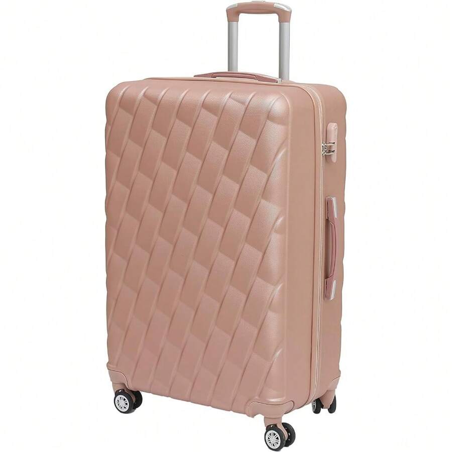 28" Large Suitcases On 4 Wheels Lightweight Hard Shell Luggage Durable Check In Hold Luggage Built-In 3 Digit Combination Travel Suitcase Suit Case Travel Luggage Waterproof - Rose Gold - View 1