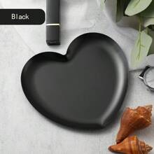 Art Deco Heart-Shaped Stainless Steel Decorative Tray, 1pc - Multipurpose Storage Dish For Jewelry And Household Items