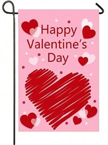 1pc Valentine's Day Double-Sided Heart Shaped Garden Flag, 30x45cm Valentine's Day House Flag, Suitable For Valentine's Day Decoration - Multicolor - View 13