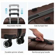 4 Piece Hard Shell Luggage Set,Carry On Suitcase With Spinner Wheels,Family Luggage Set,Brown(12/20/24/28in),CozyUp Travel Suitcase Suitcases Suit Case Durable Travel Luggage Hand Luggage Waterproof Winter Holiday Women Travel Essentials Suitcase Set Luggage Set