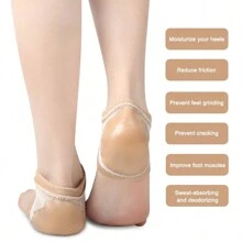 1 par de sapatos e meias de silicone com tecido elástico anti-rachaduras, protetores para os pés, proteção para o calcanhar, capa protetora para os pés com meio tamanho. - Multicolorido - Ver 8