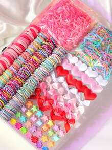 VBOOR [Habibi] Bộ phụ kiện tóc trái tim rung rinh 24/36/48/100/885 chiếc/bộ, bao gồm dây buộc tóc, kẹp tóc trái tim màu hồng, kẹp tóc ruy băng màu hồng, kẹp móng vuốt mini - Thích hợp cho bé gái và phụ nữ, thiết yếu cho kiểu tóc cơ bản - Mũ đội đầu của phụ nữ, phụ kiện tóc trái tim thần tình yêu, tạo vẻ ngoài đáng yêu - Thời trang Valentine mới năm 2025 - Nhiều màu - Xem 3