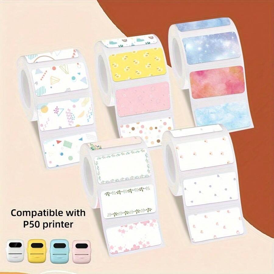 Colorful Multi-Purpose Portable Lightweight Printing Label Paper, Multiple Styles, Excellent Quality, Waterproof, Oil-Resistant, Non-Slip, Non-Sticky, High-Definition Printing, Self-Adhesive Stickers, Applicable For Name Tags, Holiday Gifts/Thanks Tags, Home Organization Labels, Personal Item Marking, Company Item Marking, Food Labels