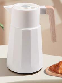 1pc New Nordic Style Insulated Carafe, Large Capacity Wooden Handle Glass Liner Hot Water Flask, Coffee Pot