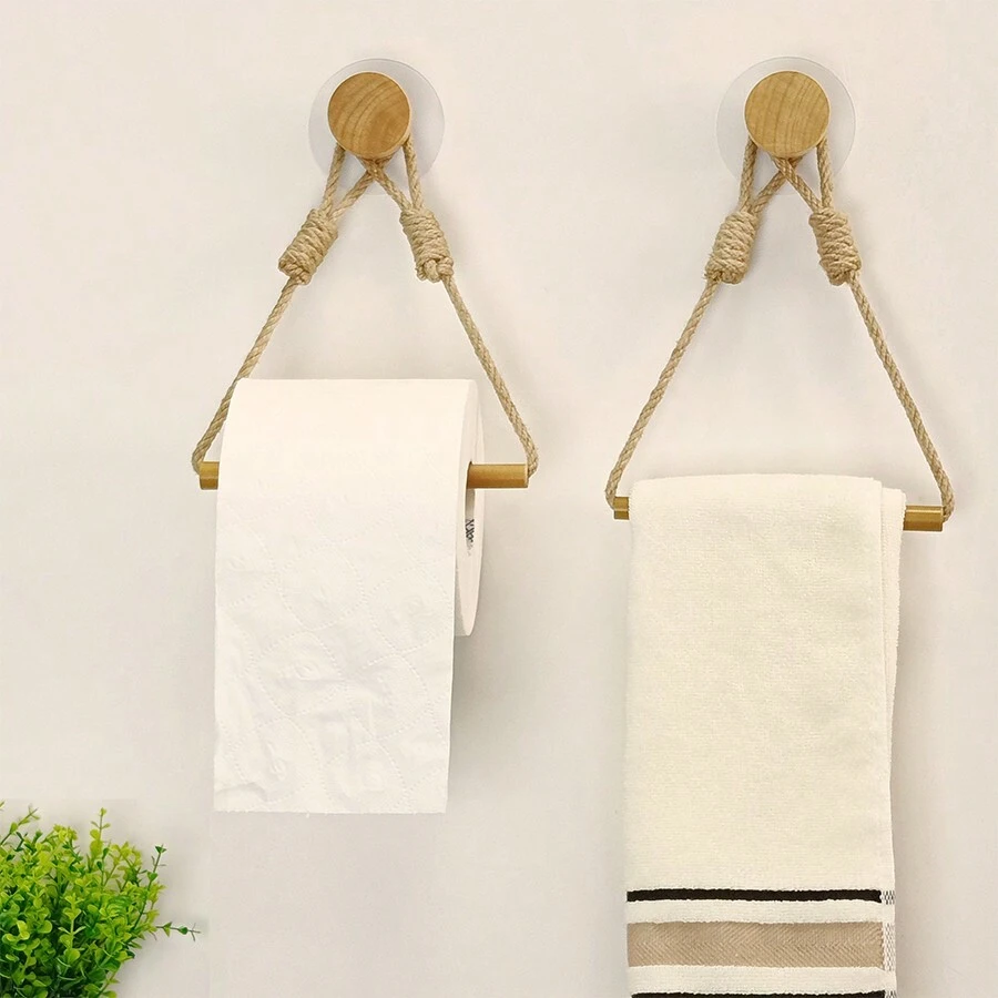 Bohemischer Stil Holz Taschentuchbox Halter, einzigartiger Papierhandtuchspender für Küche/Badezimmer, selbstklebend oder bohren installiert (ca. 15cm), natürliche Farbe Badezimmer Dekoration Herbstdekoration