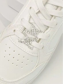 2pcs Elegant Hollow Alloy Shoe Clips With Shiny Rhinestones & Faux Pearls, Suitable For Boots And Sneakers