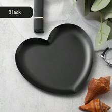 Art Deco Heart-Shaped Stainless Steel Decorative Tray, 1pc - Multipurpose Storage Dish For Jewelry And Household Items
