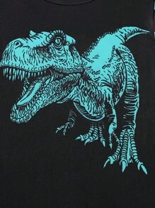 幼儿男孩卡通恐龙图案夜光长袖上衣和裤子睡衣套装（仅在紫外线下发光） - 藍色 - 查看 6