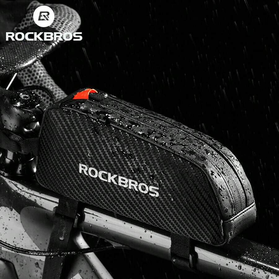 ROCKBROS Mountain Bike Roof Bag, Front Frame Bag, Reflective Logo Bag, Top Frame Tube Bag, Waterproof Reflective MTB Waterproof Frame Tube Bag