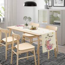 1 Stück Tischläufer, Rosa Mond Blumen Sterne Ramadan Eid Tischläufer, Kommoden Schal Tischplatte Restaurant Dining Küche Hochzeit Party Dekorationen