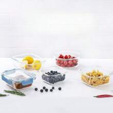 4 pezzi/2 pezzi/1 pezzo Contenitori per alimenti in vetro resistenti al microonde con chiusura a scatto, ciotole per la preparazione dei pasti adatte per ufficio, casa, dormitorio