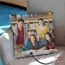 Customizable Photo Printed Throw Pillow - Personalized Birthday Gift For Friends, Polyester Woven Cushion, White, Customizable With Real People Photos (Pillow Insert Not Included)Father's Day, Mother's Day, Halloween, Christmas, Christmas Eve ,For Family - Multicolor - View 2