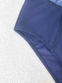 1pc Contrast Tropical Print One-Piece Swimsuit For Women, Casual Sports Swimming Surfing Suit, For Summer Beach Vacation