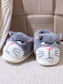 Women's Thermal Slippers, New Cute Cat Design, Warm & Comfortable, Thick Bottom Couple Indoor Slippers, Winter