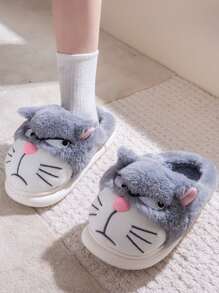 Women's Thermal Slippers, New Cute Cat Design, Warm & Comfortable, Thick Bottom Couple Indoor Slippers, Winter