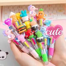 1 支/3 支/5 支/10 支/20 支迷你卡通水果/蔬菜/动物圆珠笔（1 支笔 4 种颜色），创意彩色小巧笔，学生文具，可用于日记、涂色、DIY 日记、节日礼物、生日礼物、小奖励、返校