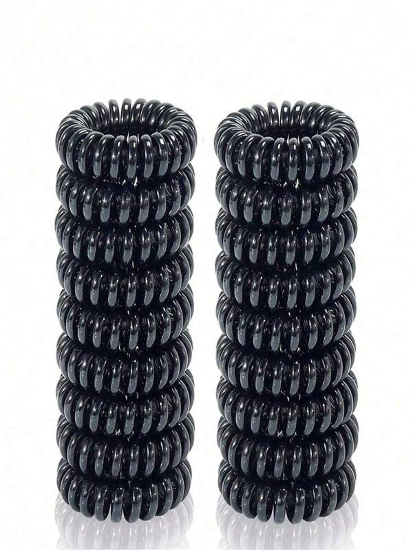 18 peças de elásticos de cabelo em espiral casuais, pretos, de alta elasticidade e não danificam, elásticos de cabelo em espiral, elásticos de mola de plástico para rabo de cavalo feminino, material TPU à prova d'água para chuveiro, adequados para casa, dormitório, escola, uso diário, encontros, viagens, ioga, natação, corrida, ciclismo, prendedores de rabo de cavalo, elásticos de cabelo, elásticos de cabelo, scrunchies, corda de cabelo