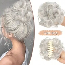 Chignon con fermaglio a pinza in capelli sintetici ricci, resistente al calore, con boccoli naturali, fermagli per extension capelli, colori nero, marrone, biondo, adatto per l'uso quotidiano, 40g 1 pezzo