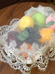 1 Pc Elegant Floral Embroidered Lace Tablecloth, Vintage Pattern Suitable For Indoor & Outdoor Events, Parties, Weddings, Dinners, Restaurants, Square & Round Tables - Light Brown - View 8